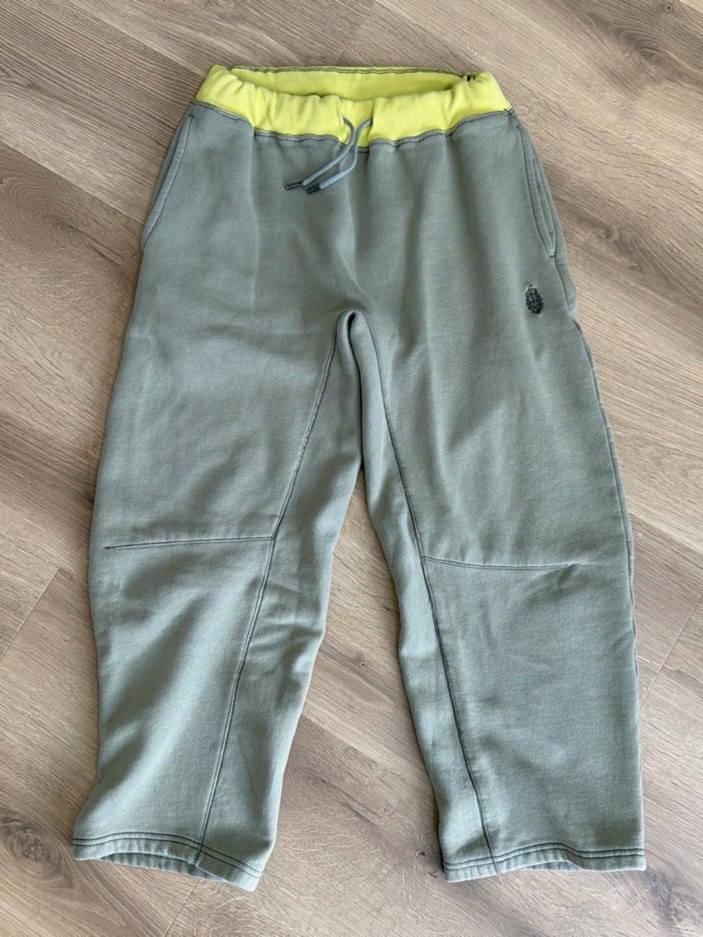 FP Movement Olive Green Sweatpants with Lime Waistband